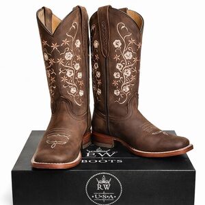 Brown Embroidered Western Women's Boots